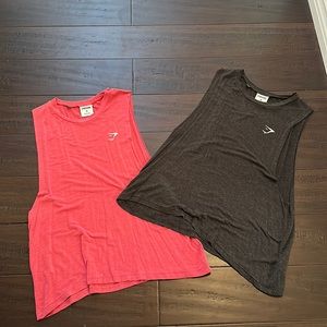 Gymshark size medium pink and grey cutoff womens tank tops